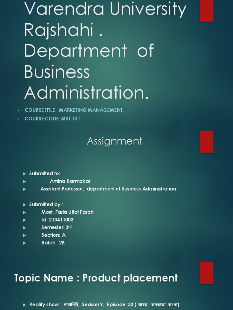 Assignment Product Placement Pdf