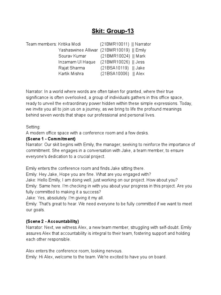 Example Of Skit Presentation