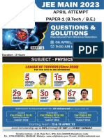 JEE Main Question Paper Session 2 April 6 Physics Reliable Kota