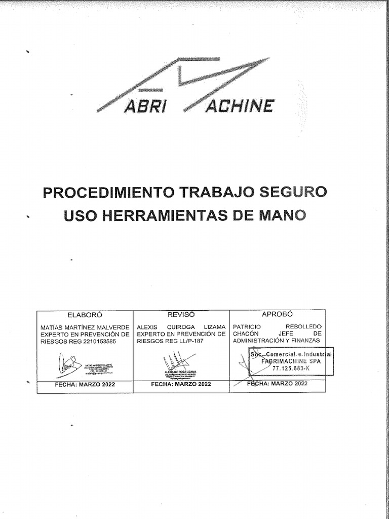 PTS Uso de Herramientas de Mano | PDF | Martillo | Tornillo