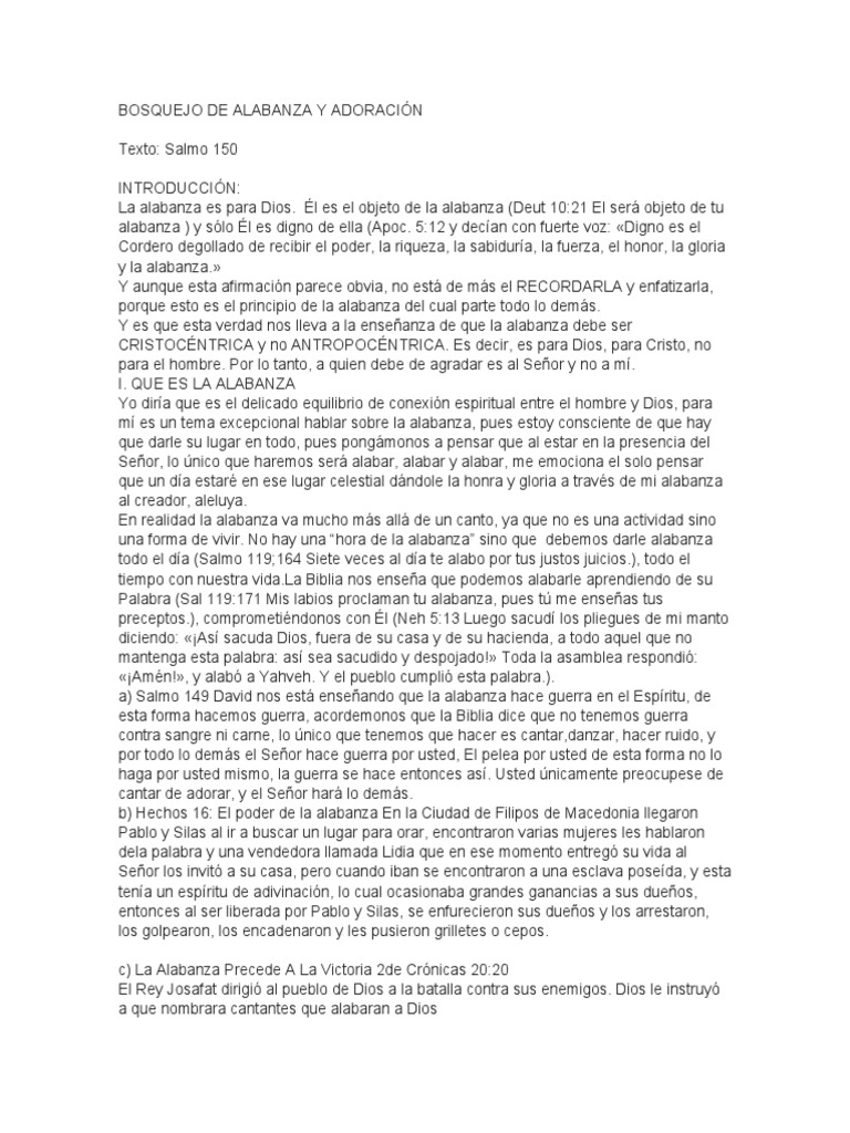 Bosquejo de Alabanza y Adoración | PDF | Dios | Salmos