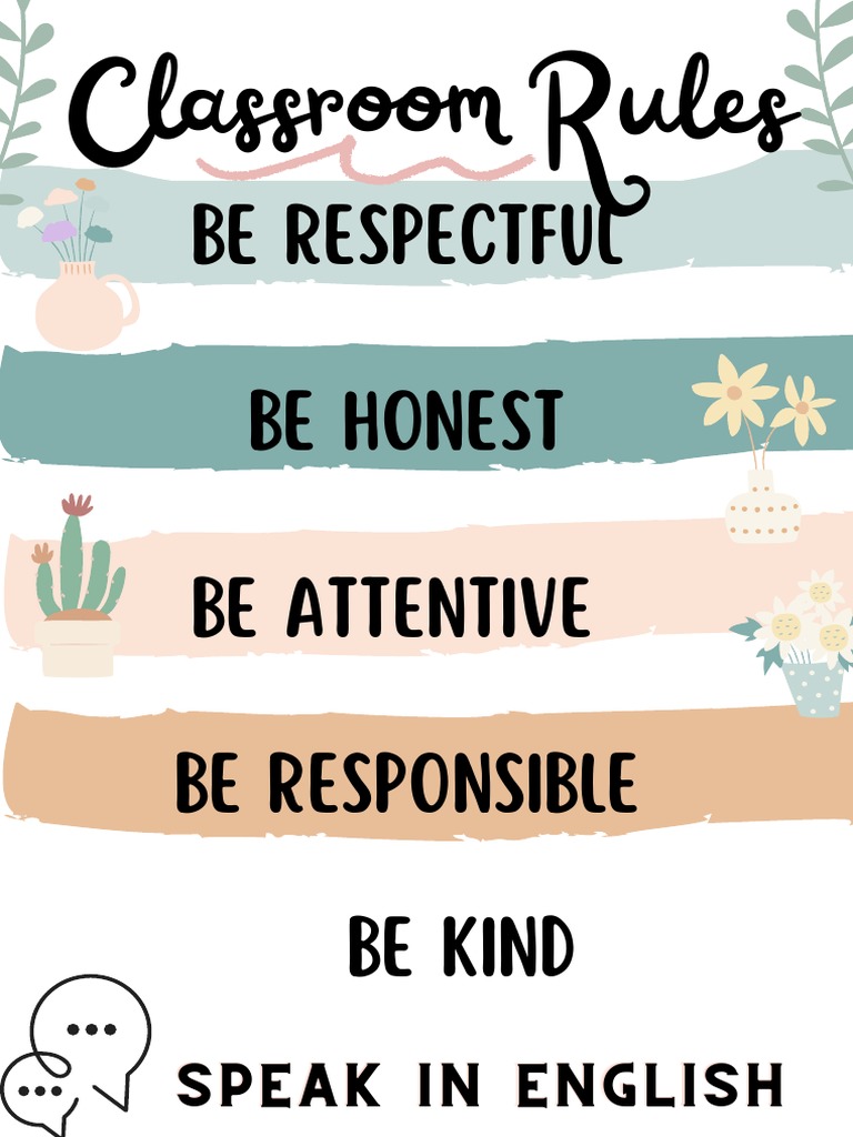 Classroom Rules Pastel Floral PDF