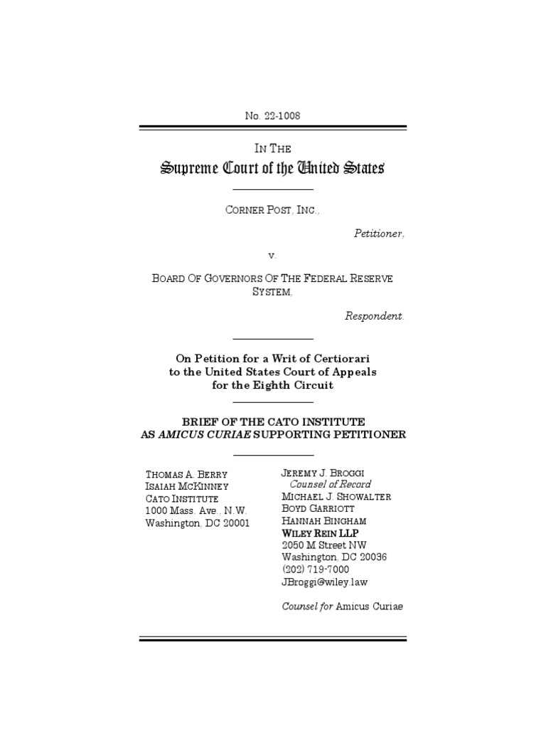 Corner Post v. Board of Governors of The Federal Reserve System PDF