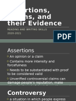 Assertions Claims and Their Evidence