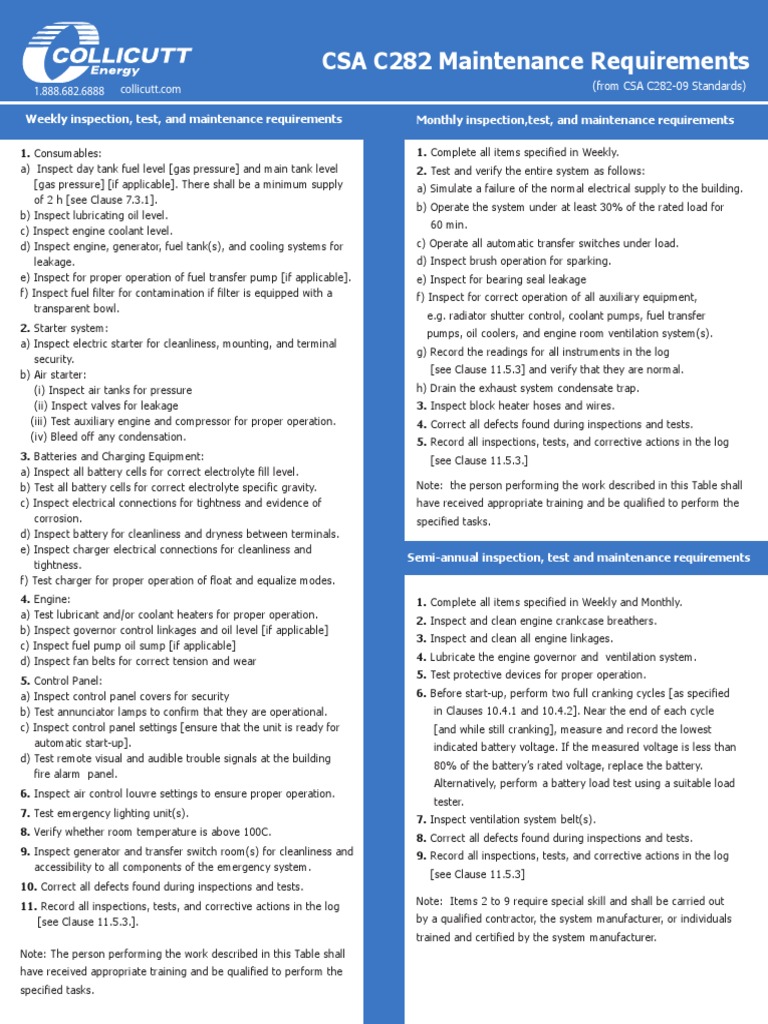 CSA C282 Maintenance Req PDF Battery Charger Mechanical Engineering