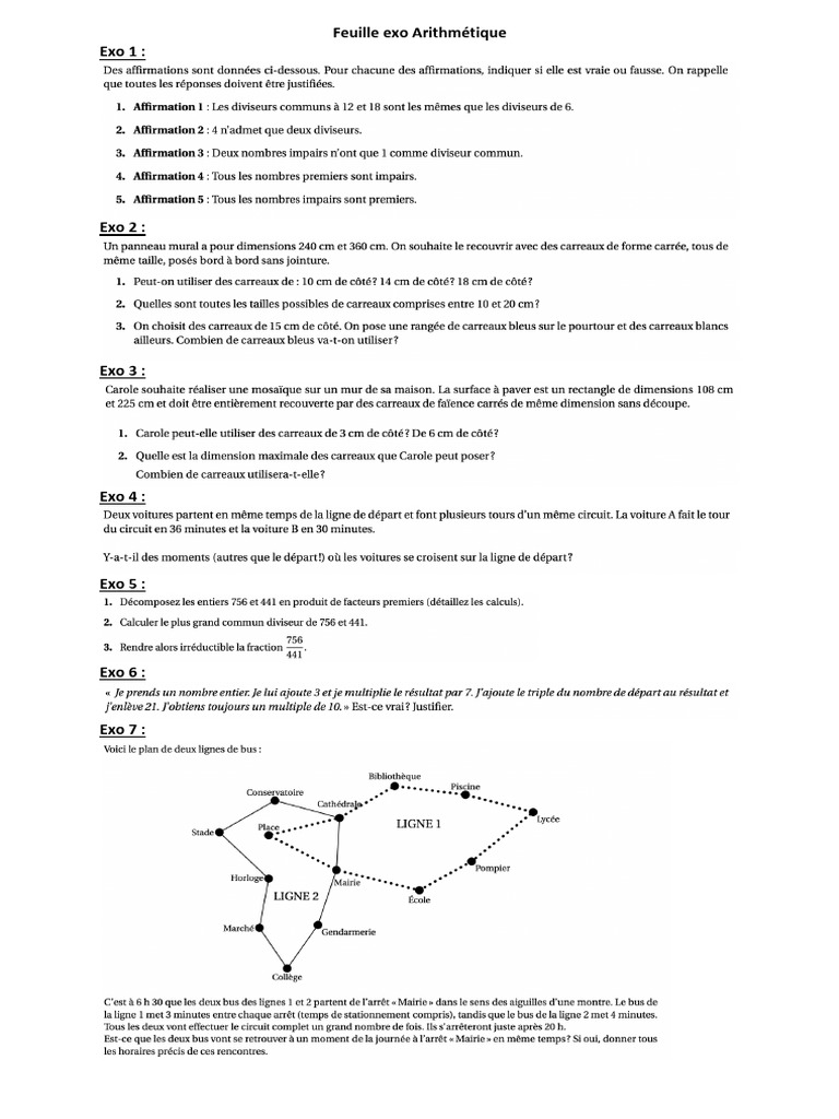 Feuille Exo Arithmétique | PDF