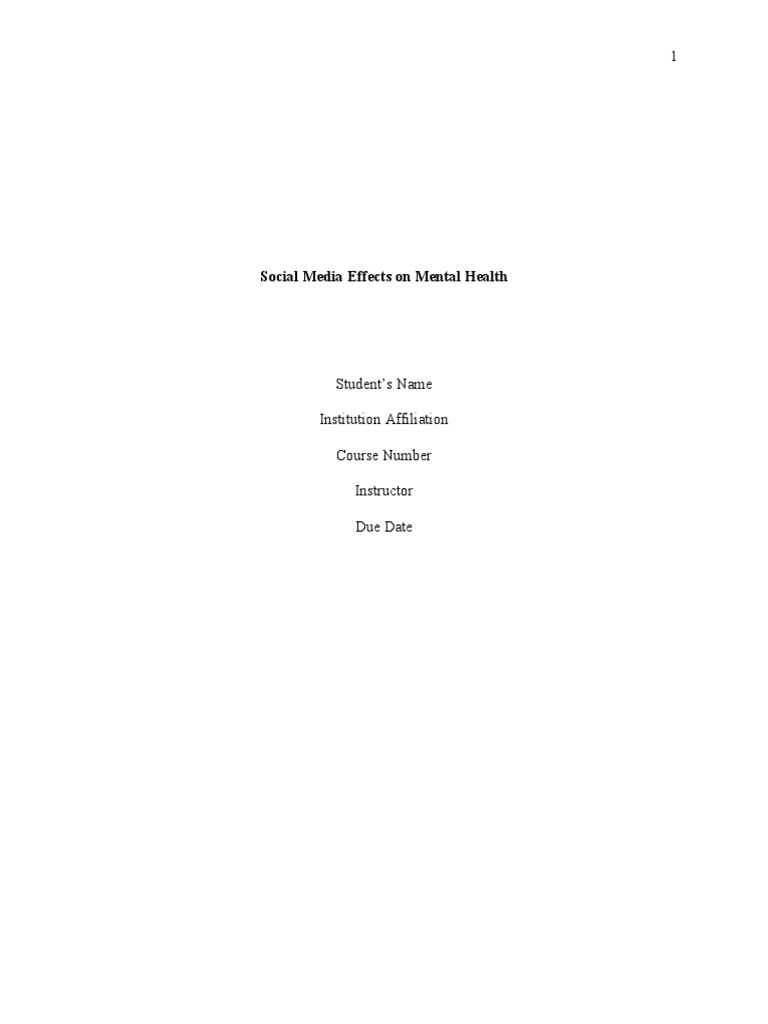 Social Media's Impact on Mental Health | PDF | Social Media | Popular ...