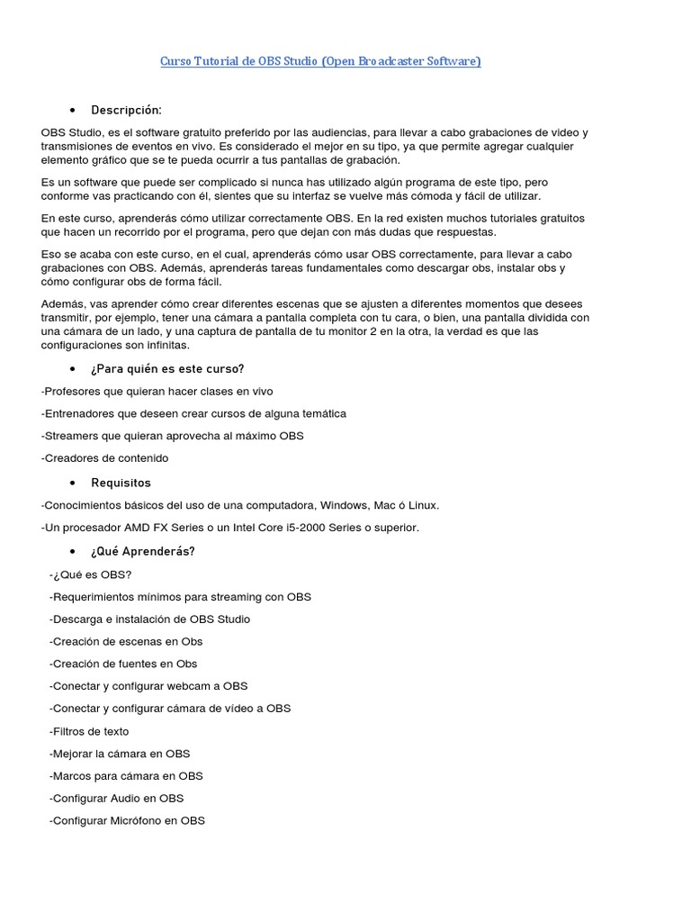 Curso Completo de OBS Studio | PDF