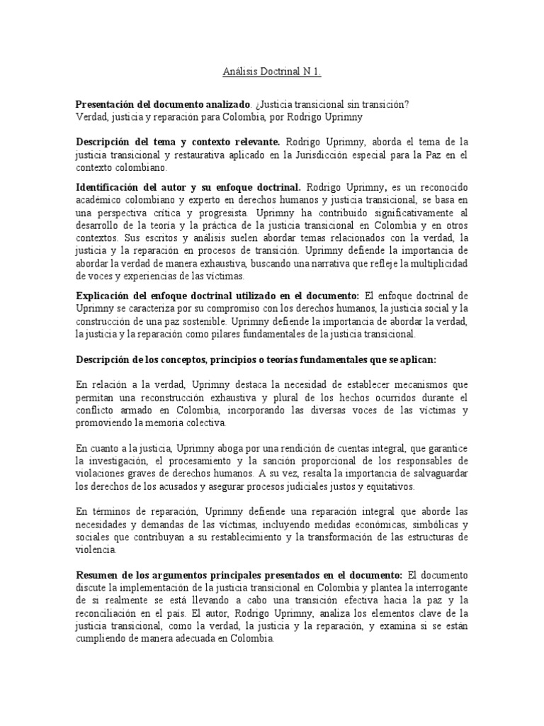 Análisis Doctrinal Investigación JEP | PDF