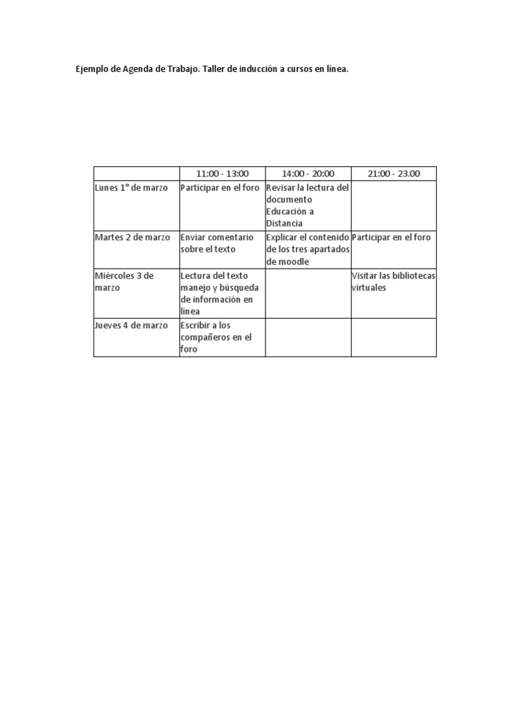 Ejemplo Agenda de Trabajo