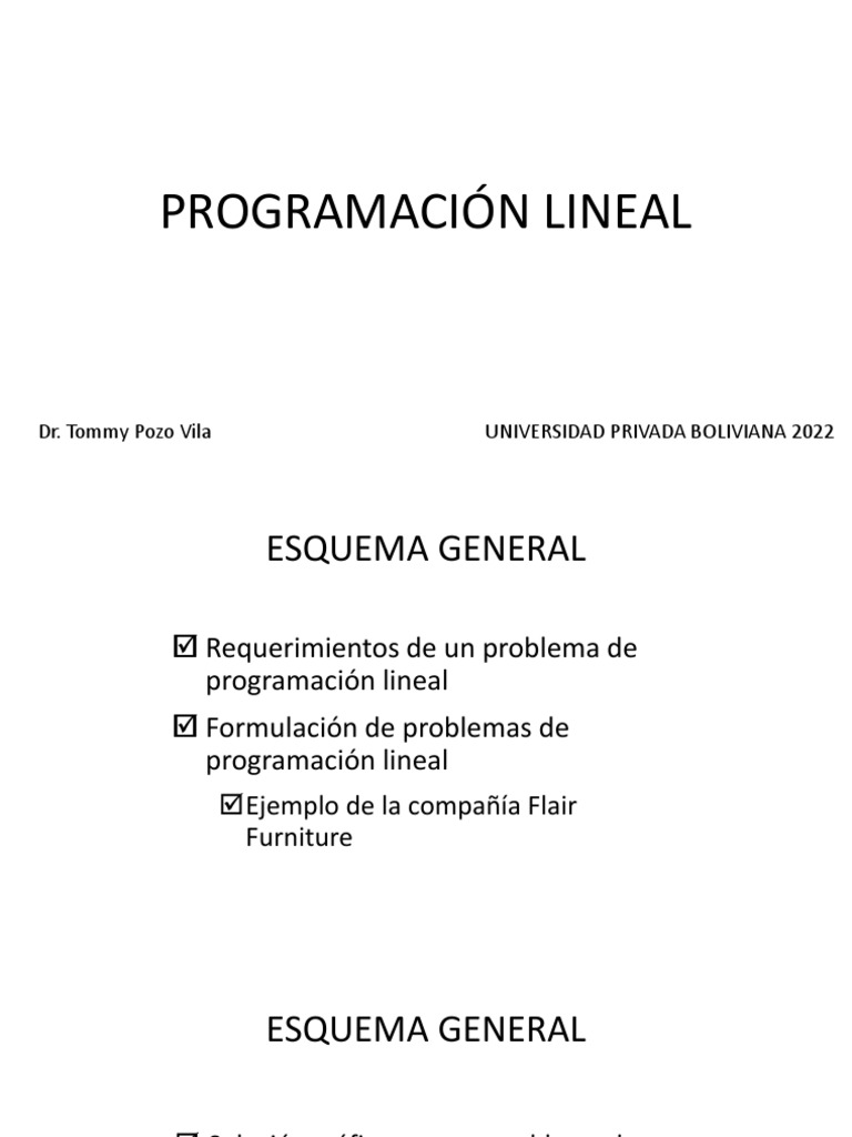 Programación Lineal: Fundamentos y Aplicaciones | PDF | Programación ...