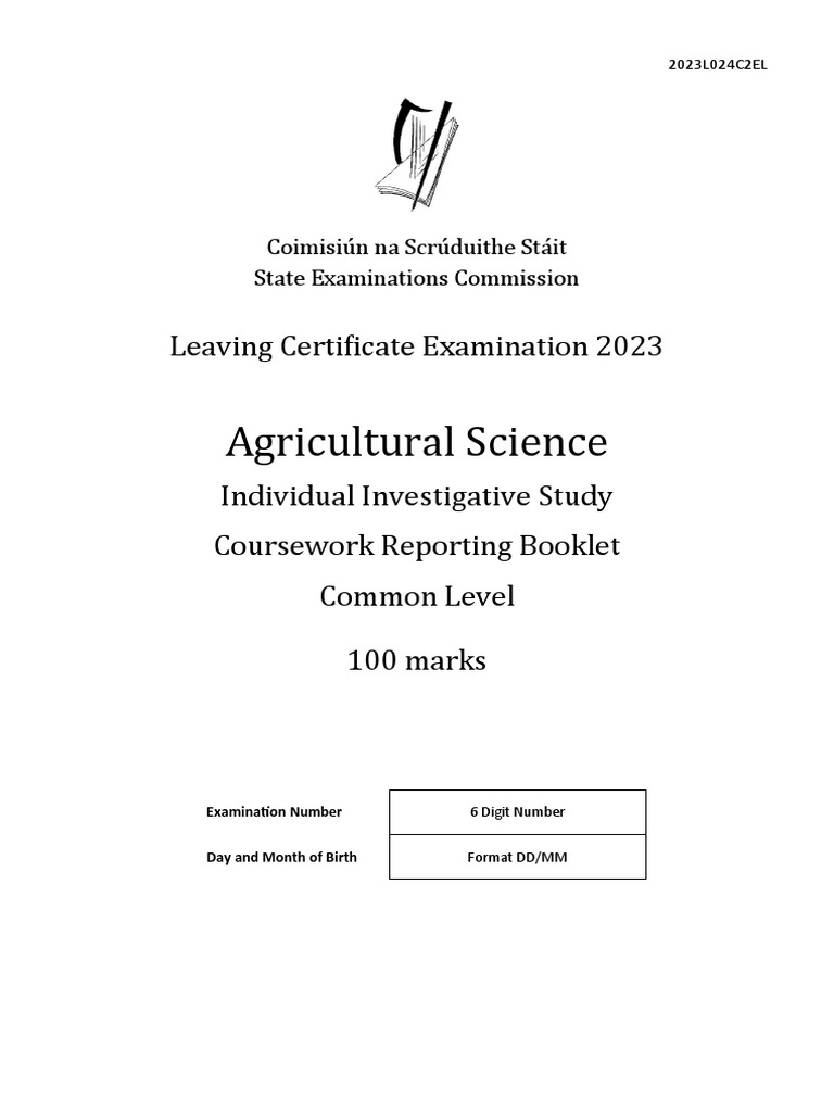 agricultural science digital coursework booklet 2023