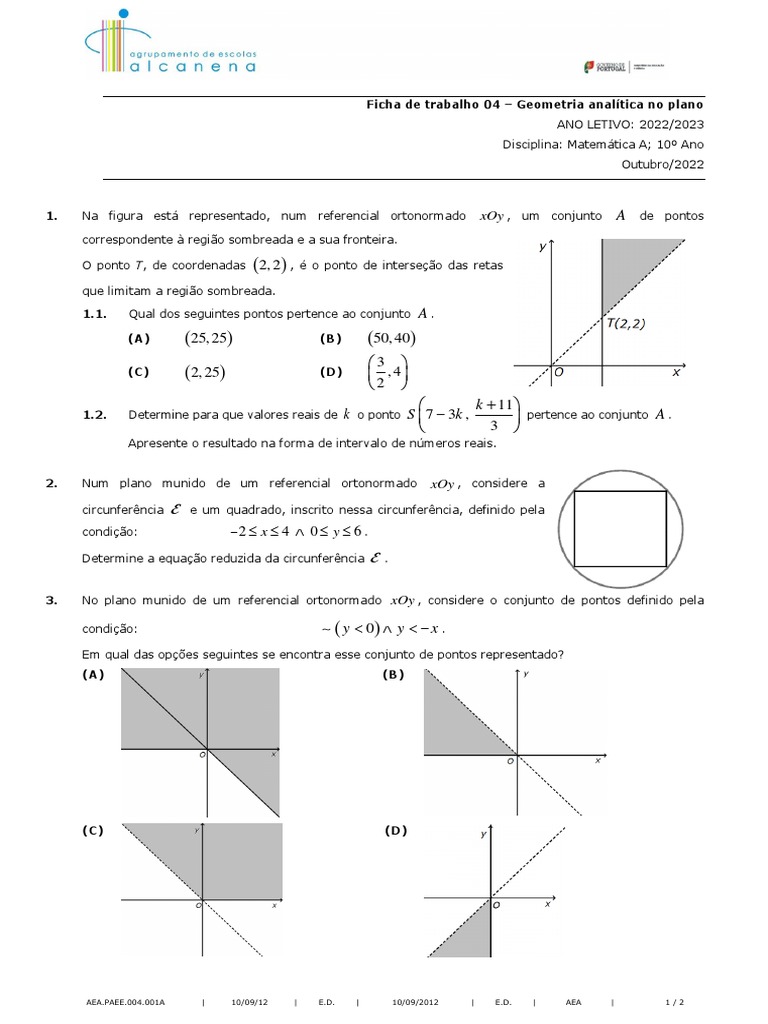 Geometria Analítica no Plano xOy | PDF | Círculo | Linha (Geometria)