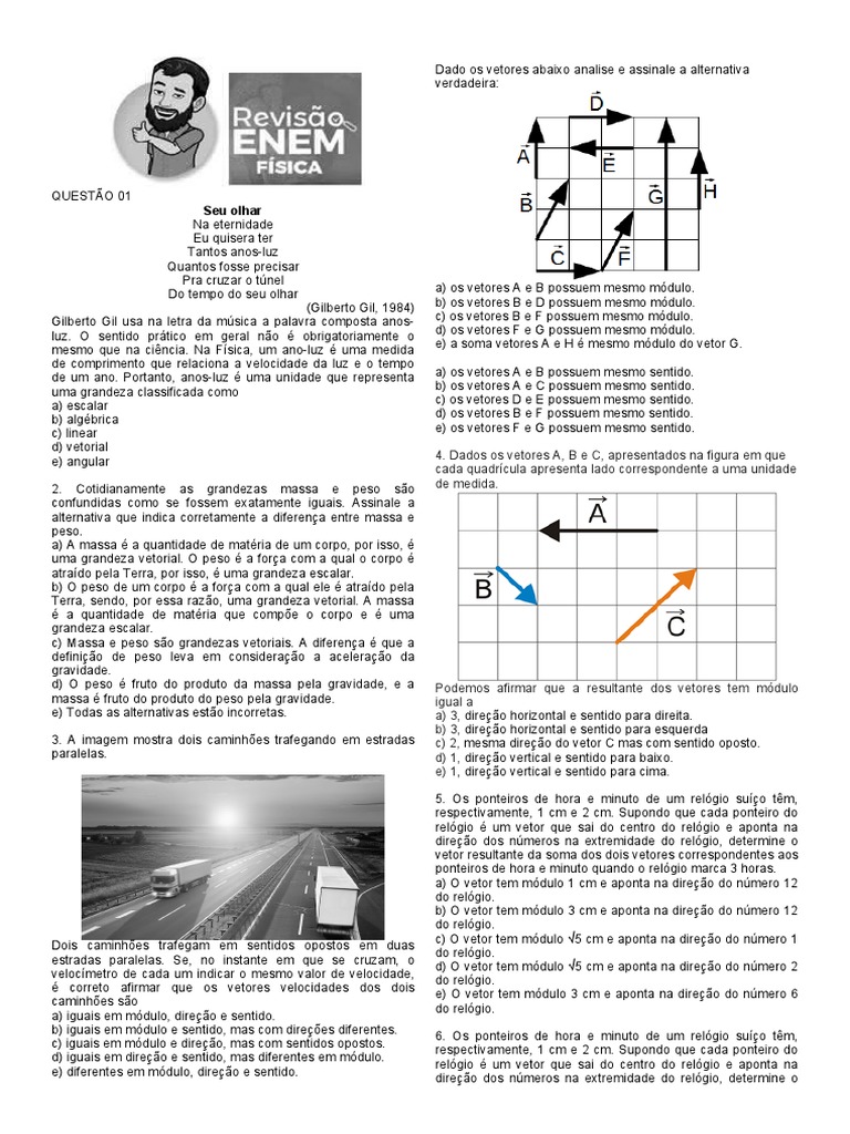 LISTA DE ATIVIDADE - VETORES | PDF | Espaço vetorial | Vetor euclidiano