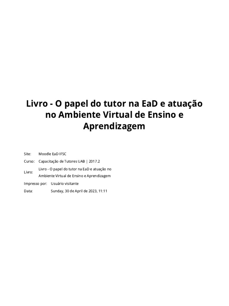 Papel do Tutor na EaD e AVEA | PDF | Educação à distância | Moodle