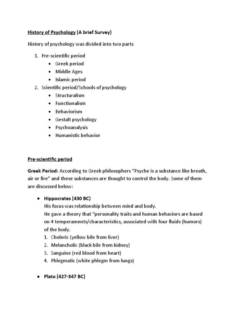 History of Psychology and Schools of Thought PDF Classical