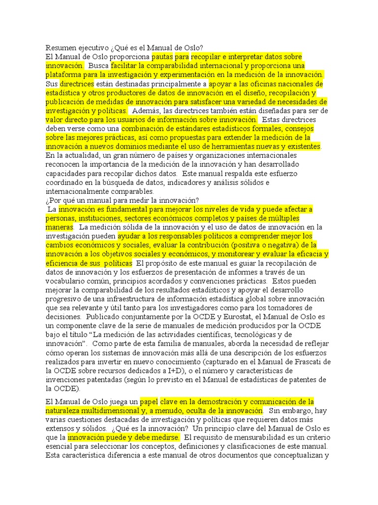 Manual de Oslo: Medición de Innovación | PDF | Innovación | Marketing