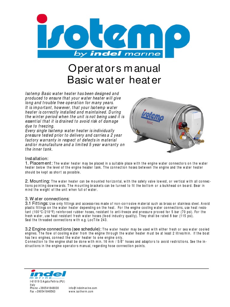 Isotherm Boiler Manual PDF Water Heating Valve