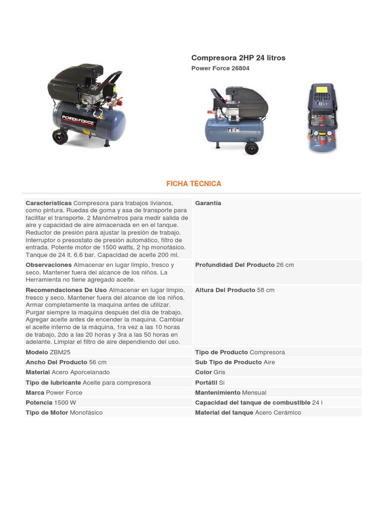 Ficha Tecnica Compresora 2hp | PDF