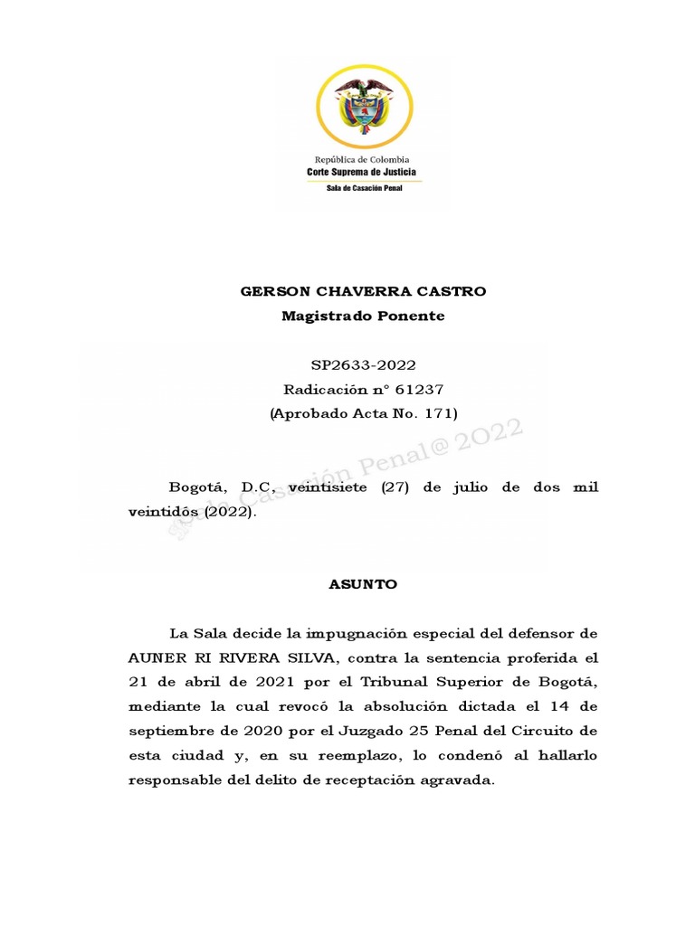 SP2633 2022 (61237) | PDF | Sentencia (ley) | Judicaturas