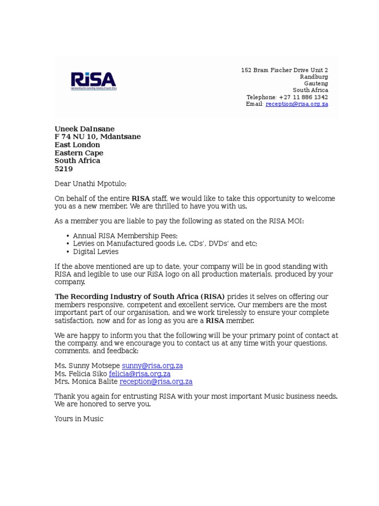 Welcome to RISA Membership | PDF