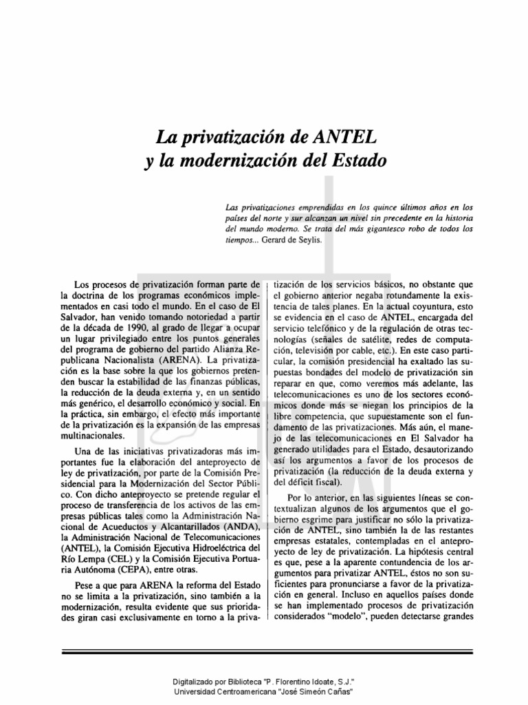 Consecuencias de la privatización de ANTEL | PDF | Privatización ...