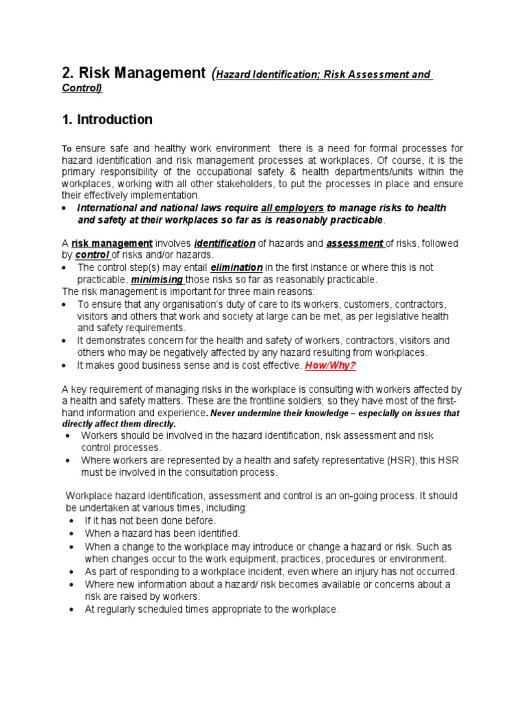 Risk Management in Workplace Safety | PDF | Risk | Occupational Safety ...