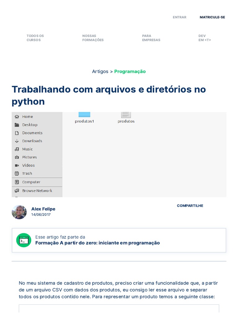 Manipulação de Arquivos CSV em Python | PDF | Python (linguagem de ...