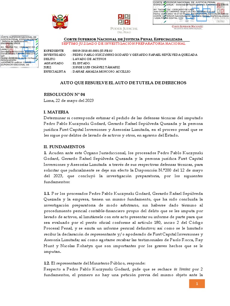 Caso PPK regresa a etapa de investigación preparatoria por orden del Poder Judicial