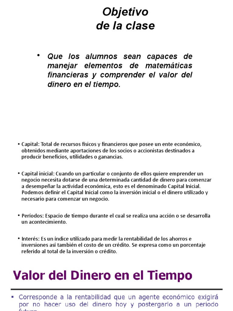 Clases 1 Mate Financieras | PDF | Interés | Capital (economía)