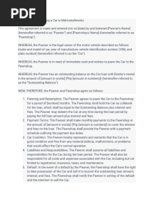 Agreement For Pawning A Car in Mid-Installments