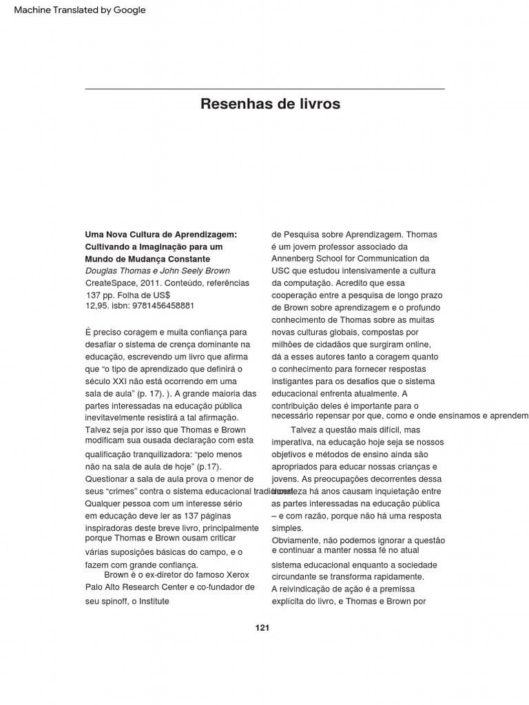 Nova Cultura de Aprendizagem e Educação | PDF | Aprendizado | Conhecimento
