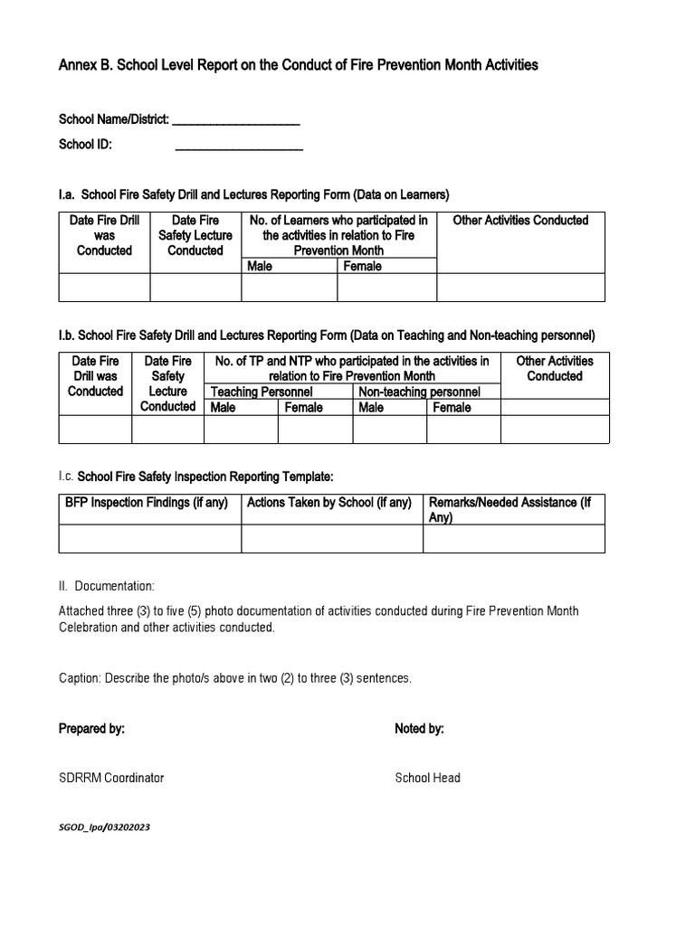 Reporting Template For Fire Prevention Month Activities (2023) PDF