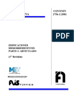 COVENIN 1756-1 - 2001 - Eificaciones Sismoresistentes Parte 1 - Articulado