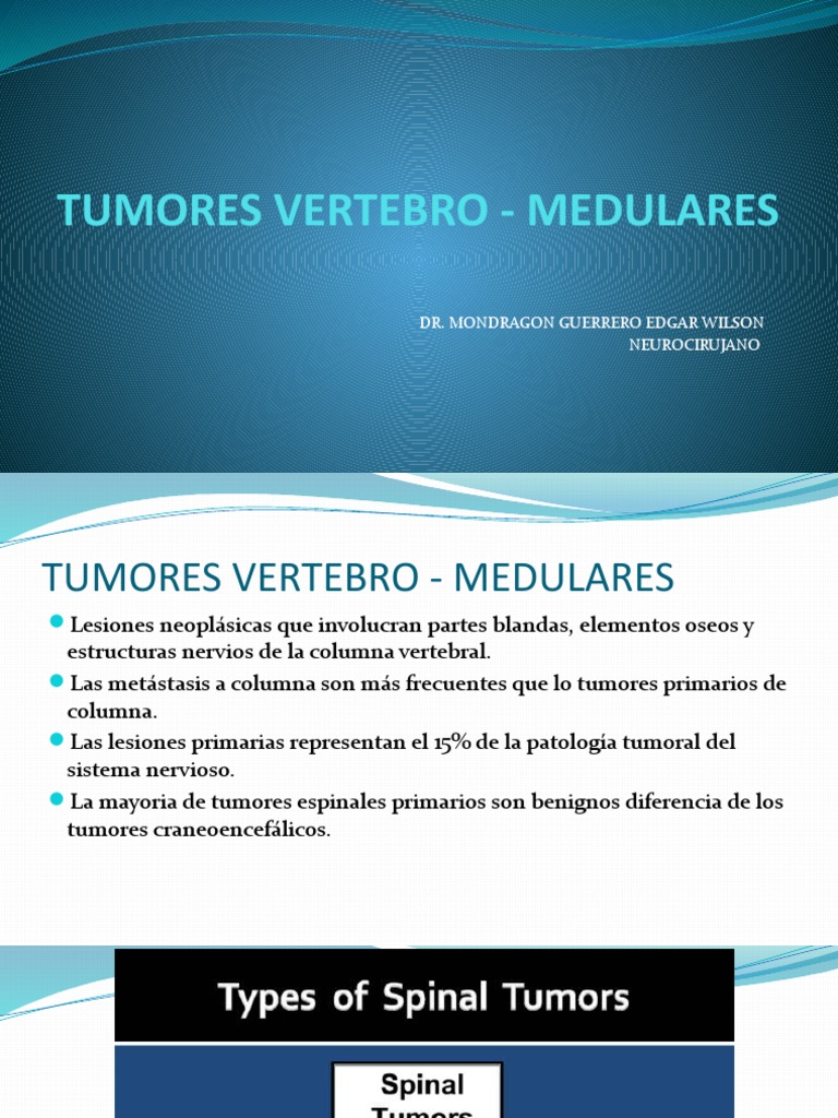 Tumores Vertebro-Medulares: Tipos y Diagnóstico | PDF | Médula espinal ...