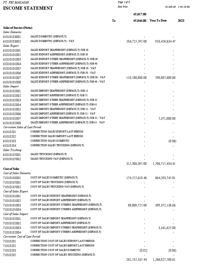 Print Income Statement Worksheet