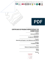 Certificados de Prueba Hidrostática y Hermeticidad