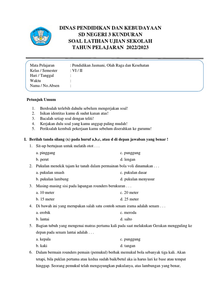Latihan soal ujian sekolah kelas 6 pdf
