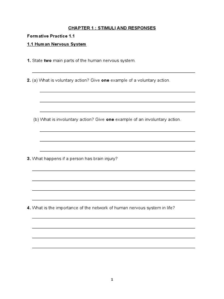 Science Form 3 Chapter 1 | PDF | Stimulus (Physiology) | Senses