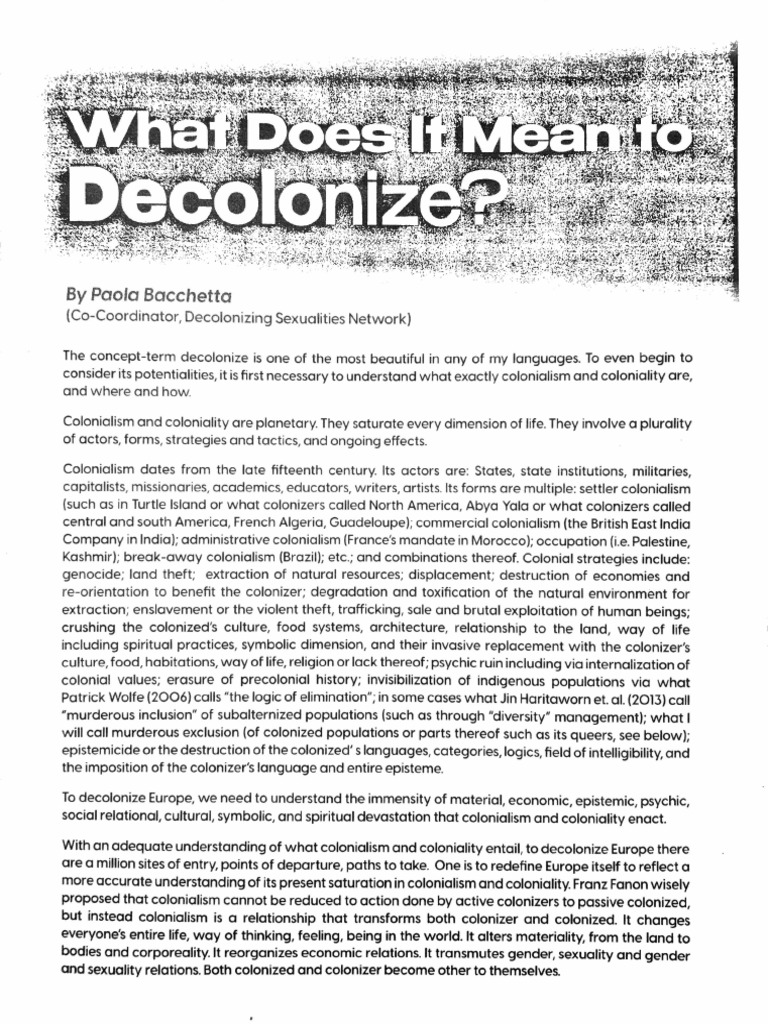 What Does It Mean To Decolonize | PDF