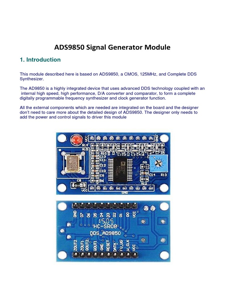 ADS9850 Module for Engineers | PDF