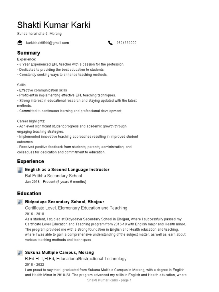 How To Make A Good Resume? PDF English As A Second Or Foreign