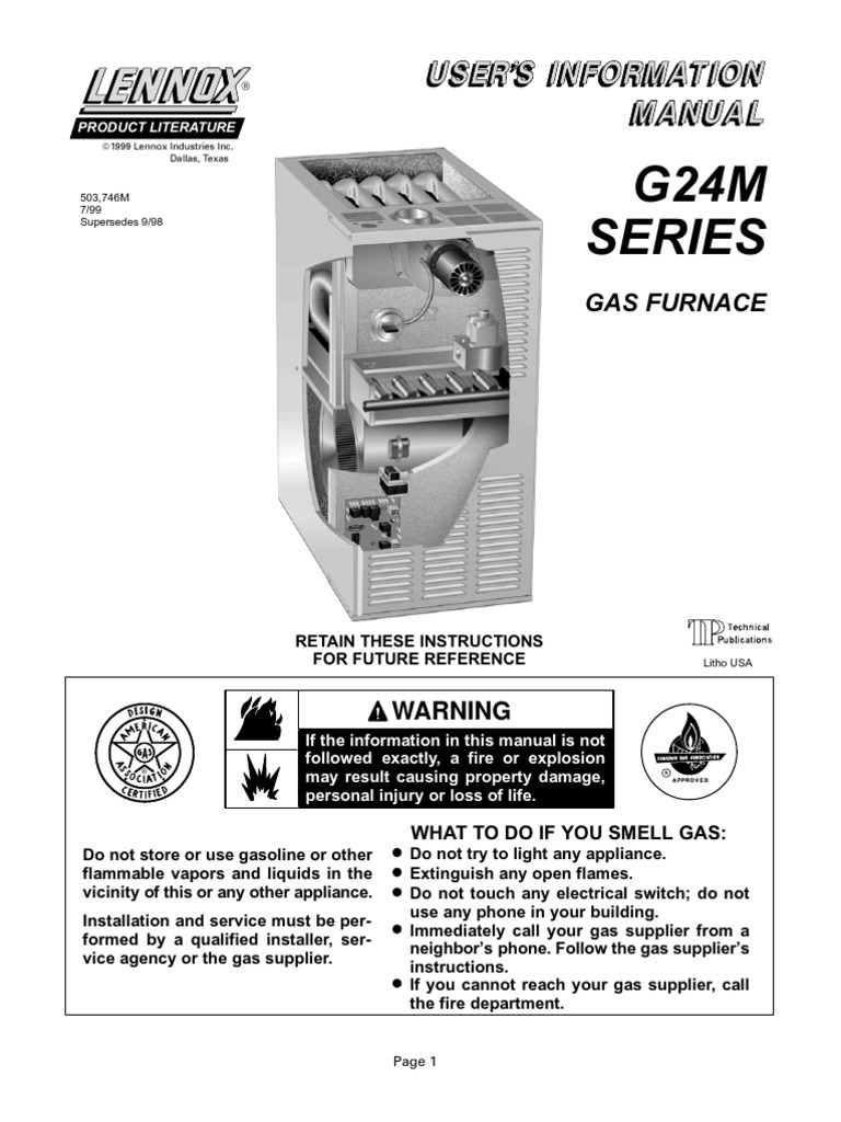 Lennox G24M Manual PDF Furnace Thermostat