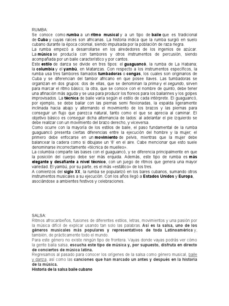 RUMBA Y SALSA | PDF | Entretenimiento | Musica cubana