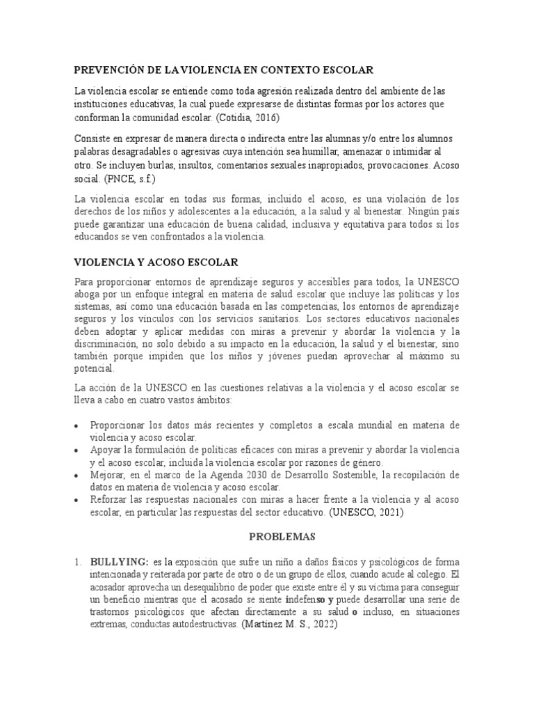 Prevención de la Violencia Escolar en Guatemala | PDF | Violencia ...