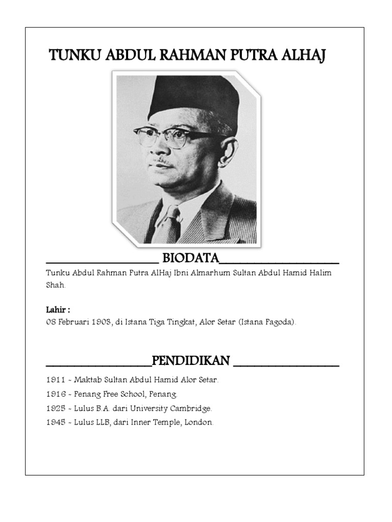 Tunku Abdul Rahman Putra Alhaj Prime Minister Of Malaysia Britannica