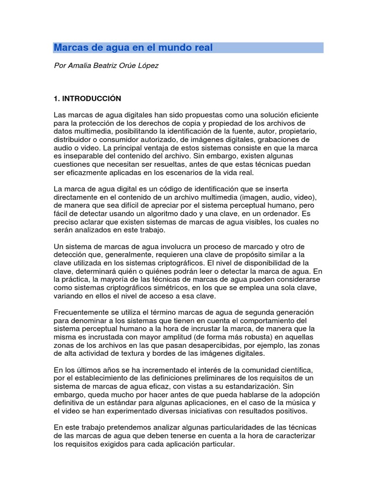 Marcas de Agua en El Mundo Real | PDF | Archivo de computadora | Clave ...