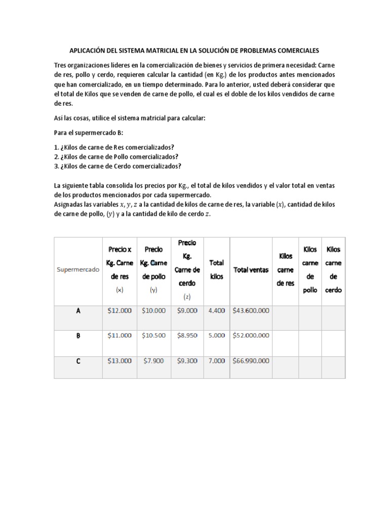 Sistema Matricial en Ventas de Carne | PDF