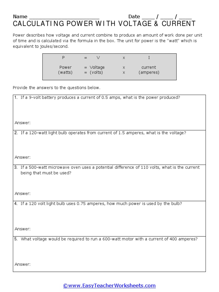 TleElectronics Worksheet Power Calculation PDF