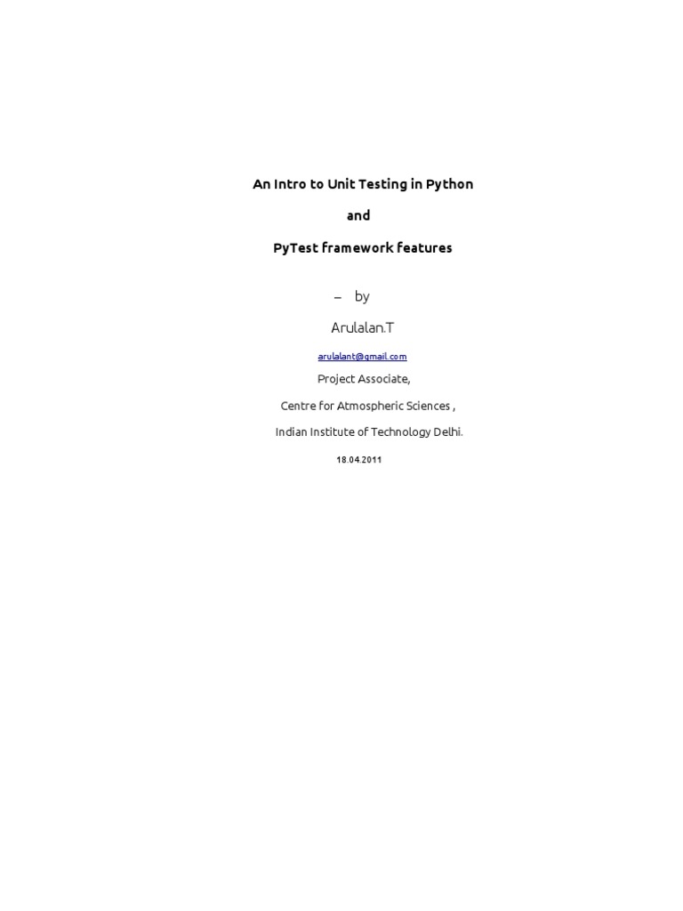 Testing in Python and Pytest Framework | Download Free PDF | Unit ...